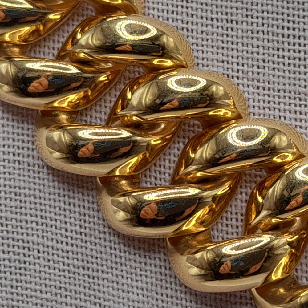 Vintage MONET Gold Plated Chunky Link Necklace 1980s 16 Inch - Picture 3 of 11